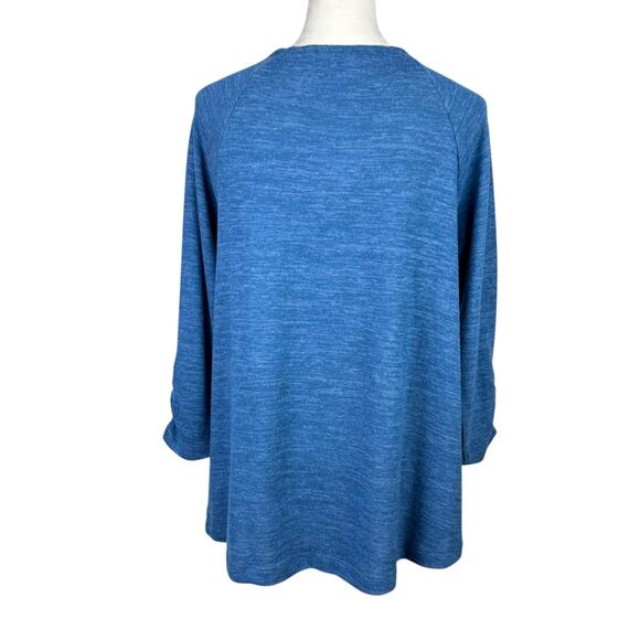 Soft Surroundings NWT Cecelia Blue Soft Knit Round Keyhole Casual Sweater Top - Picture 3 of 12